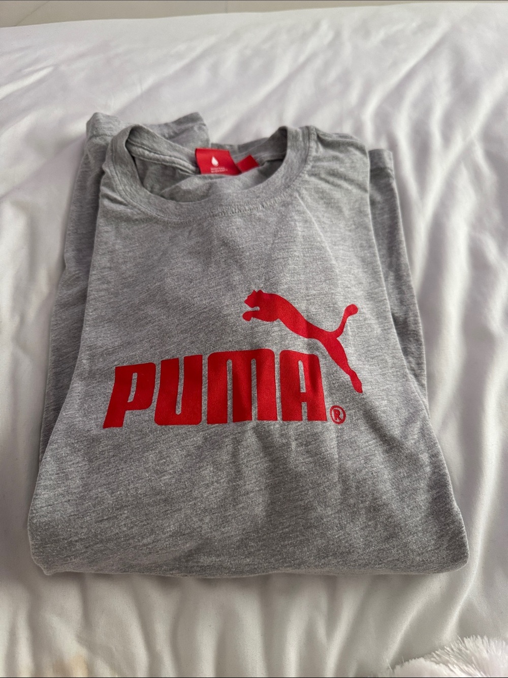 Puma Gray Tee with Red Logo Print